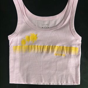 Billabong Pink Tank Top with Yellow Palm Tree Design